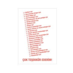 100 Sebep Kartpostal - Çok Teşekkür Ederim!