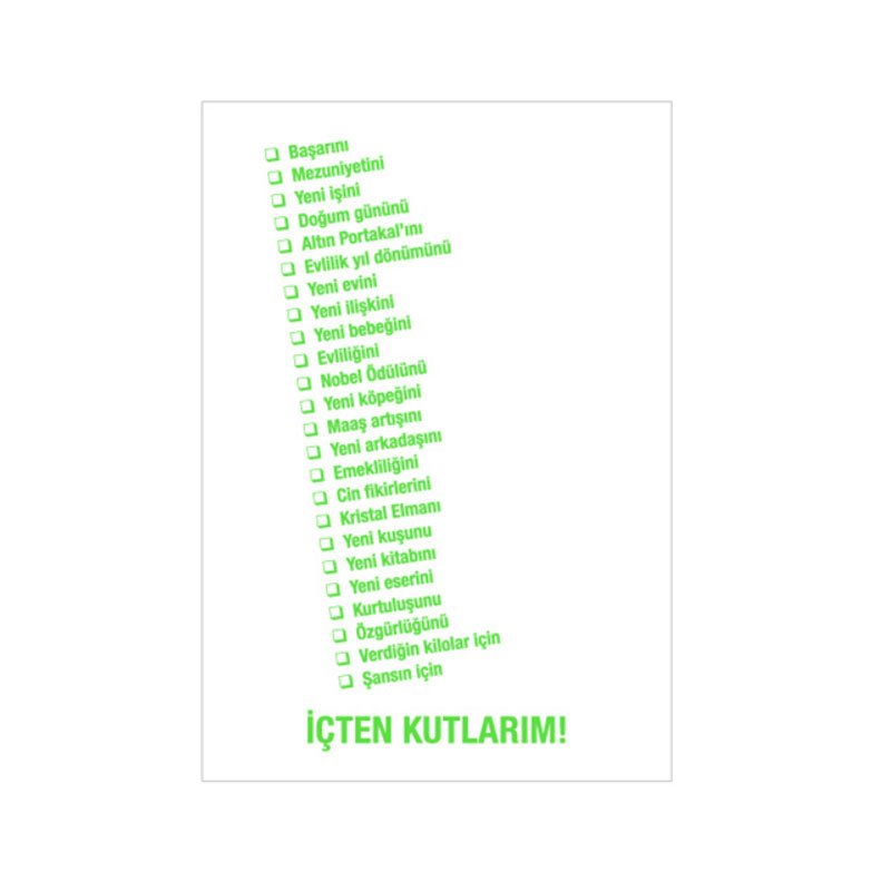 100 Sebep Kartpostal - İçten Kutlarım!