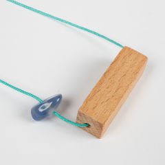 Turkuaz İpek İpli ''Tahtaya Vur'' Kolye 3