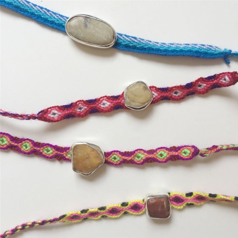 Örgülü Çakıl Taşlı Bileklik - Gümüş