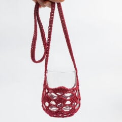 Örgü Kadeh/Bardak Askısı Bordo